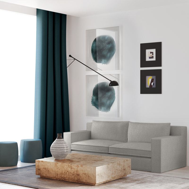 Mulberry Square Track-Arm Sofa with Flange Seam, Box Weave Linen Silver Streak, 33" H x 84" W x 45" D, Weathered