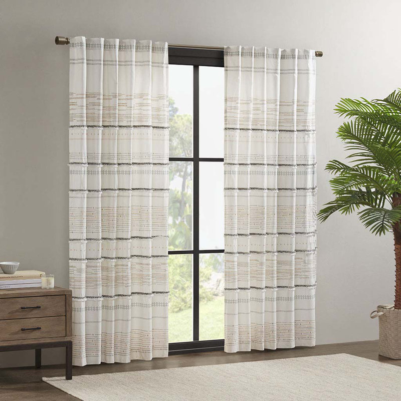 otton Printed Curtain Panel with tassel trim and Lining(Only 1 Pc Panel)