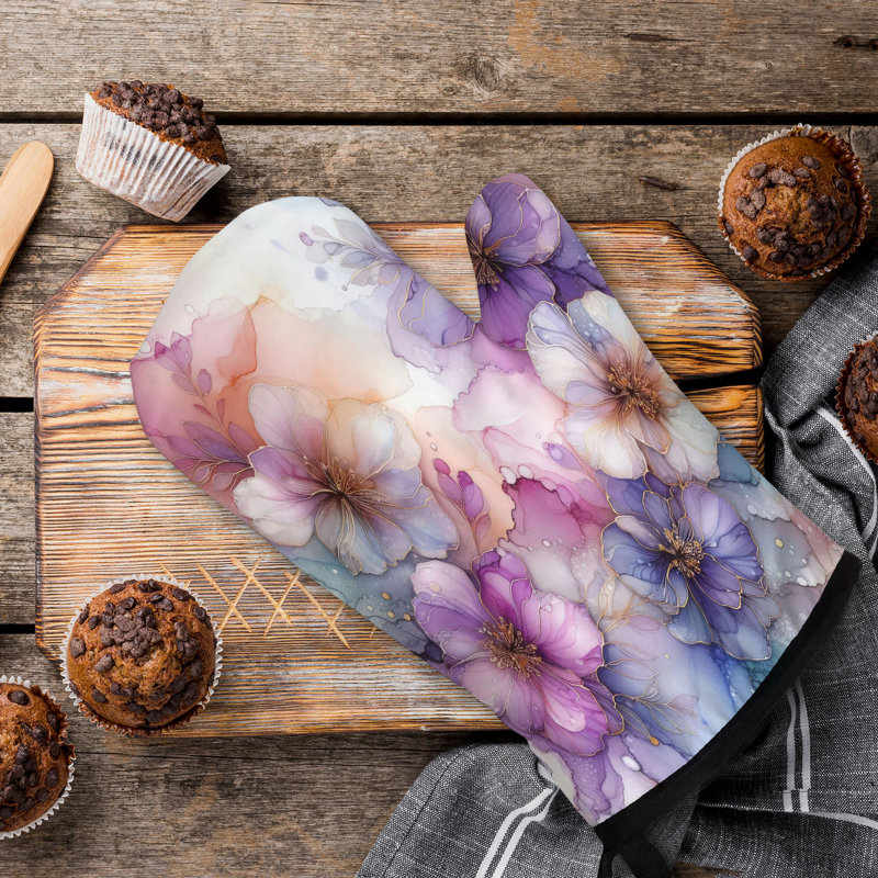 Violet Ink Flow Oven Mitt Cotton Twill