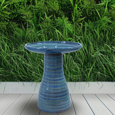 Elegant Outdoor Ceramic Bird Bath - UV/Frost Resistant