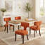 Ensemble de 2 chaises de salle à manger de style Mid-Century moderne, dossier courbé rembourré en tissu de lin ferme avec clous en cuivre, chaises de cuisine avec cadre en bois franc, orange-1950357854