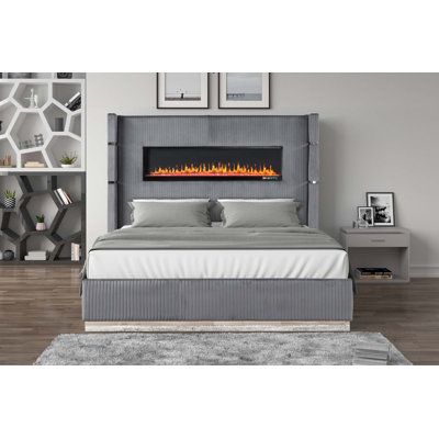 Upholstery Wooden Bed With Ambient Lighting(Only Bed)