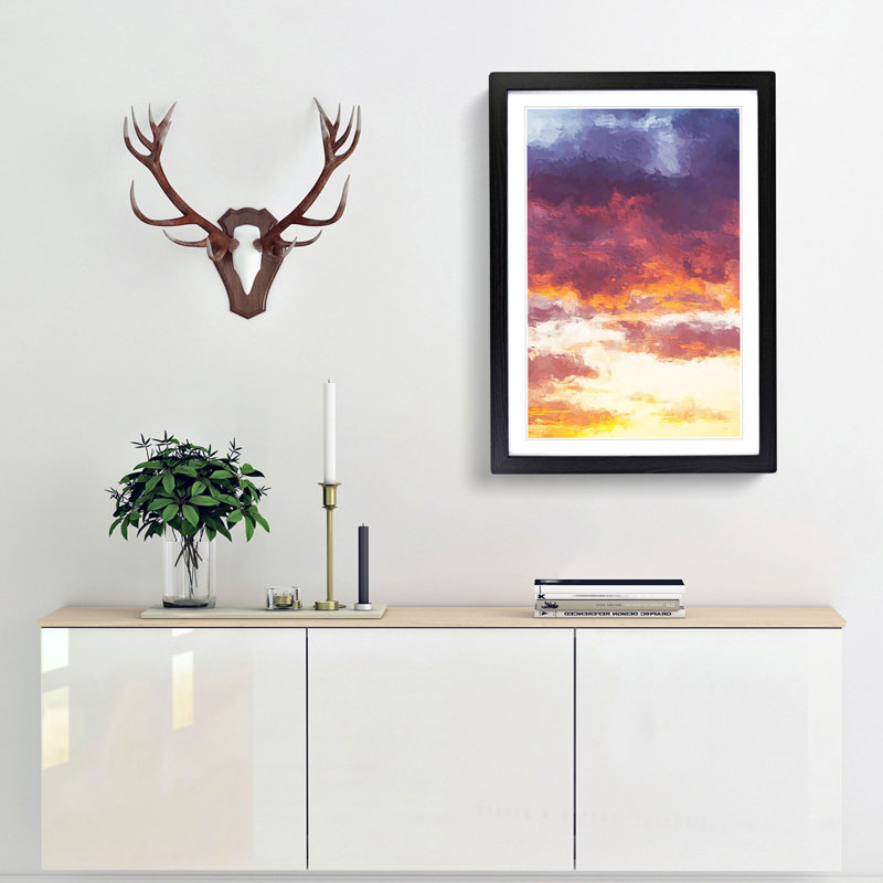 Orange Kissed Clods in Abstract - Picture Frame Graphic Art Print, 87cm H x 62cm W x 2cm D, Black Framed