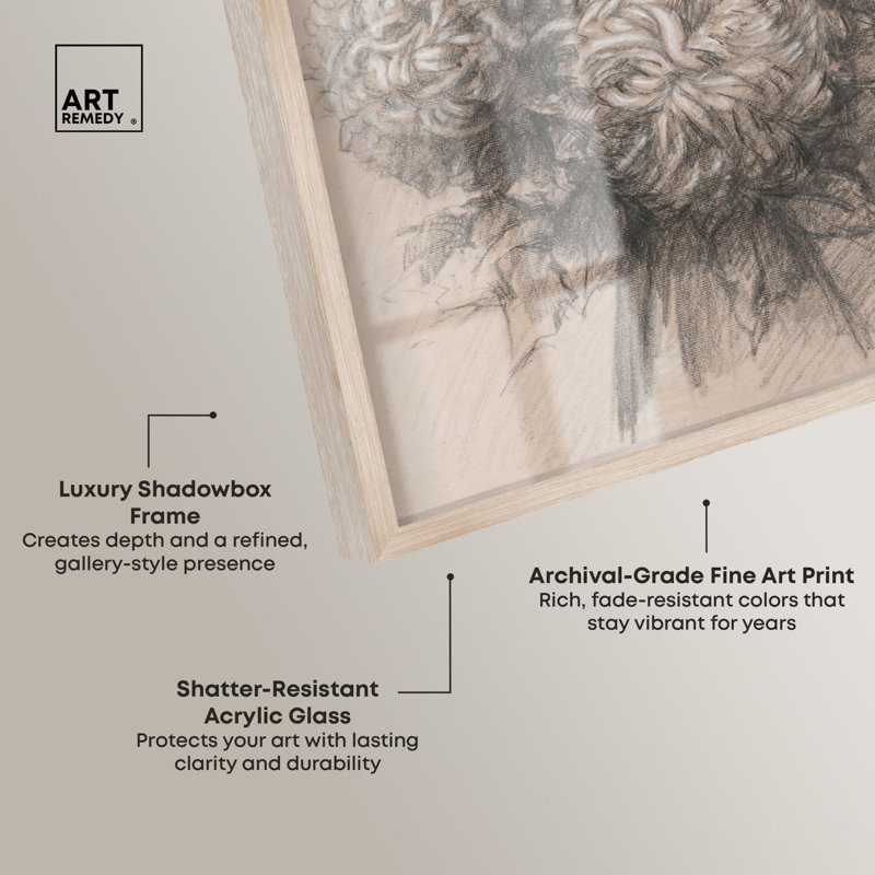 «Ghost Flowers Shadowbox Print» par Art Remedy, H 46 po x l 31 po, Crème, crème