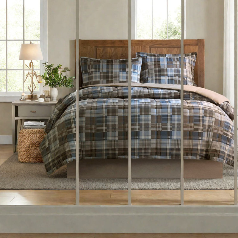 Cozy Bedding Sets, Microfiber Comforter With Plaid Style, Ideal For Home