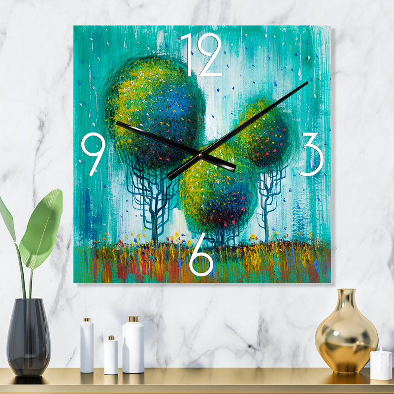 Paysage coloré impressionniste II - horloge murale moderne, Très grand