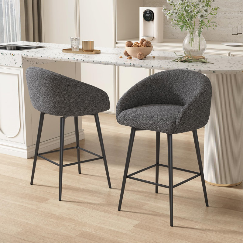 Tabourets de bar pivotants avec dossier 27,9 po (ensemble de 6), Gris, 2