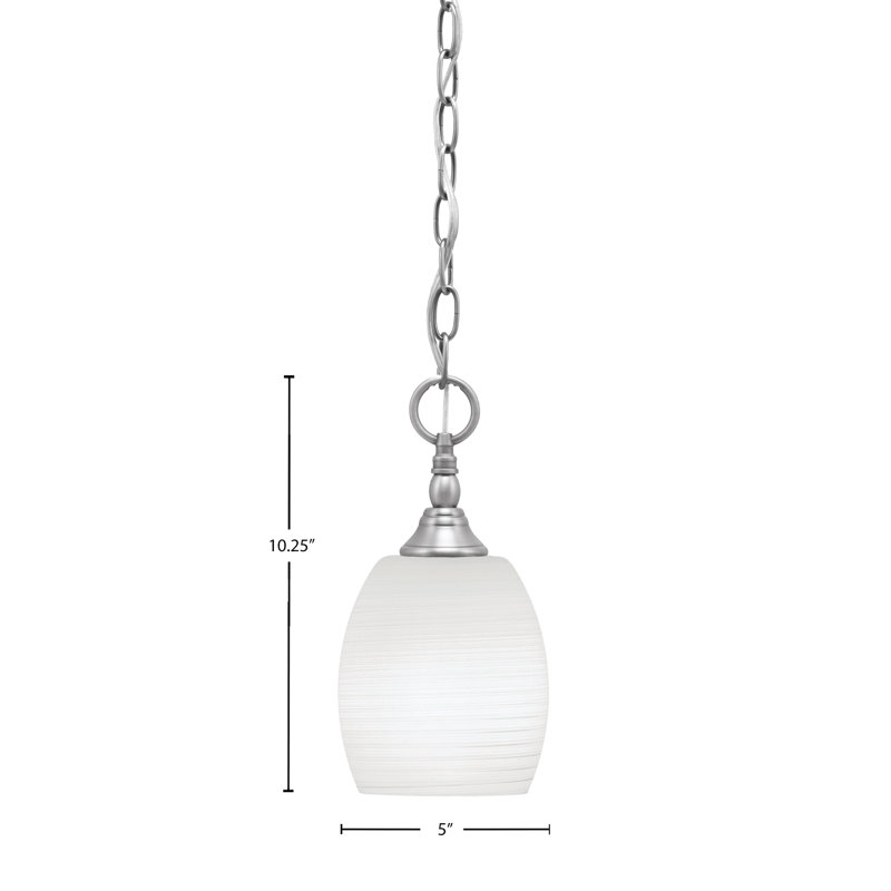 Mini-luminaire suspendu en chaîne avec verre, Nickel brossé