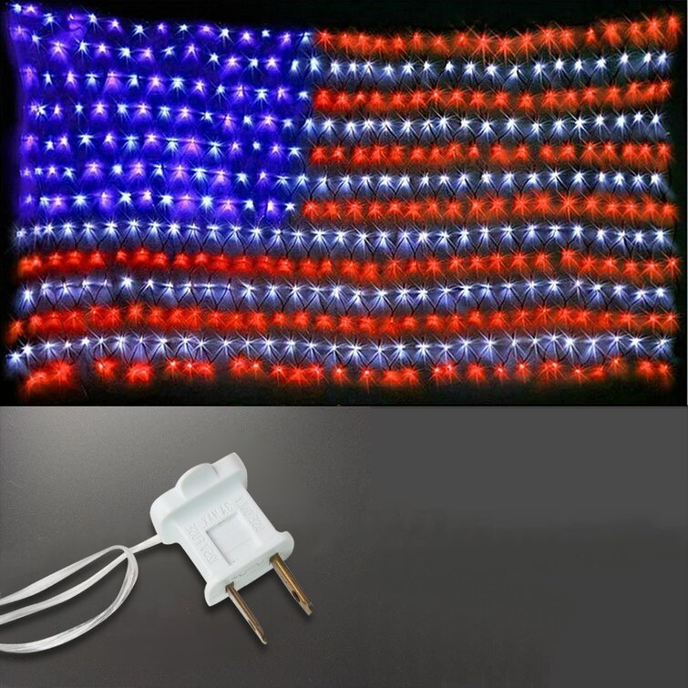 American Flag String Lights with 420LED Flag Net Lights of The United States for Yard Garden Decor The Holiday Aisle