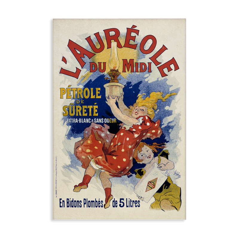 Publicité sur toile de lampe à huile antique, design par Marcus Jules, H 24 po x l 16 po
