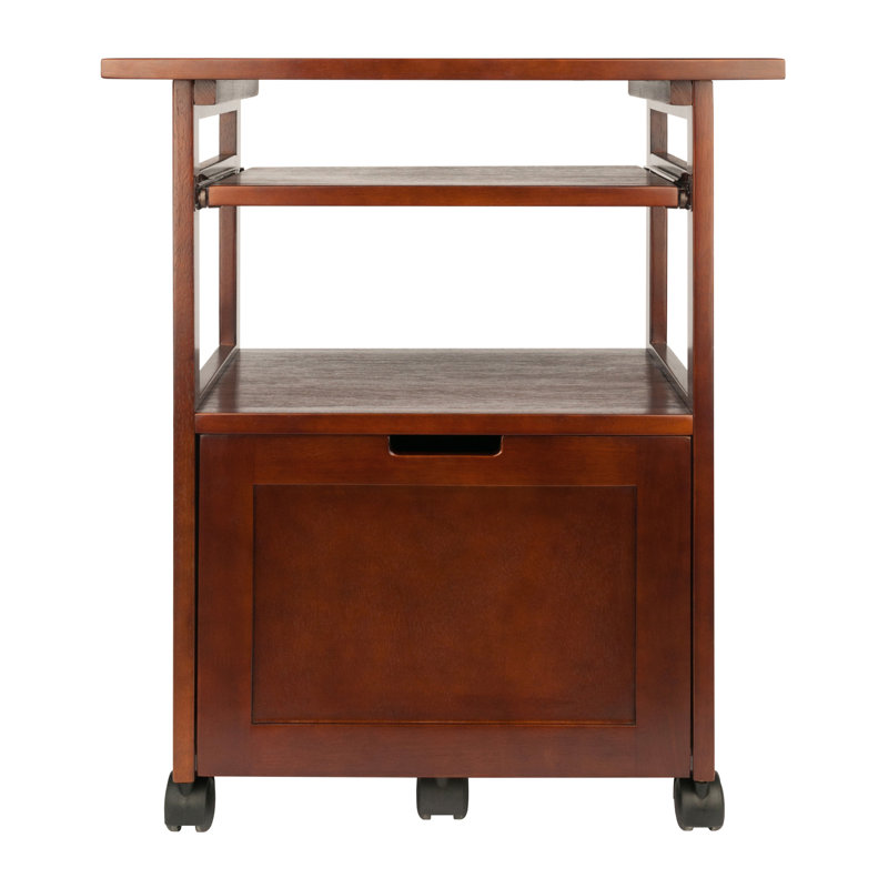 Support d'imprimante à roulettes en noyer à 1 tiroir et 2 tablettes Tamber, H 29,65 po x l 23,6 po x P 17,32 po