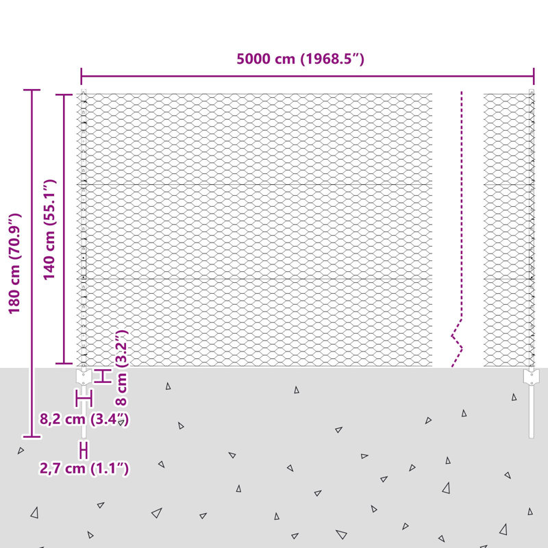 140 cm H x 5000 cm W Steel Fencing Kits Fencing