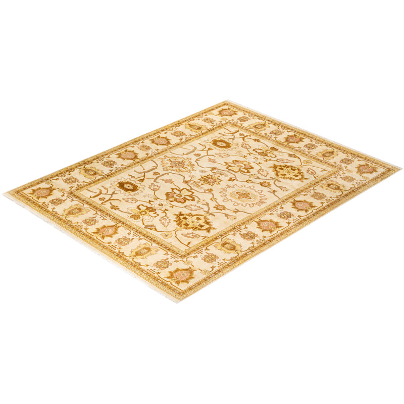 Handmade Ivory Wool 8' x 10' Rectangular Area Rug