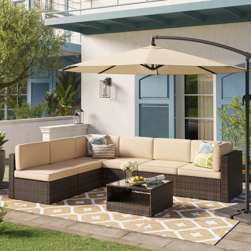 Herrin 6 - Person Modular Patio Conversation Set with Cushions, Beige