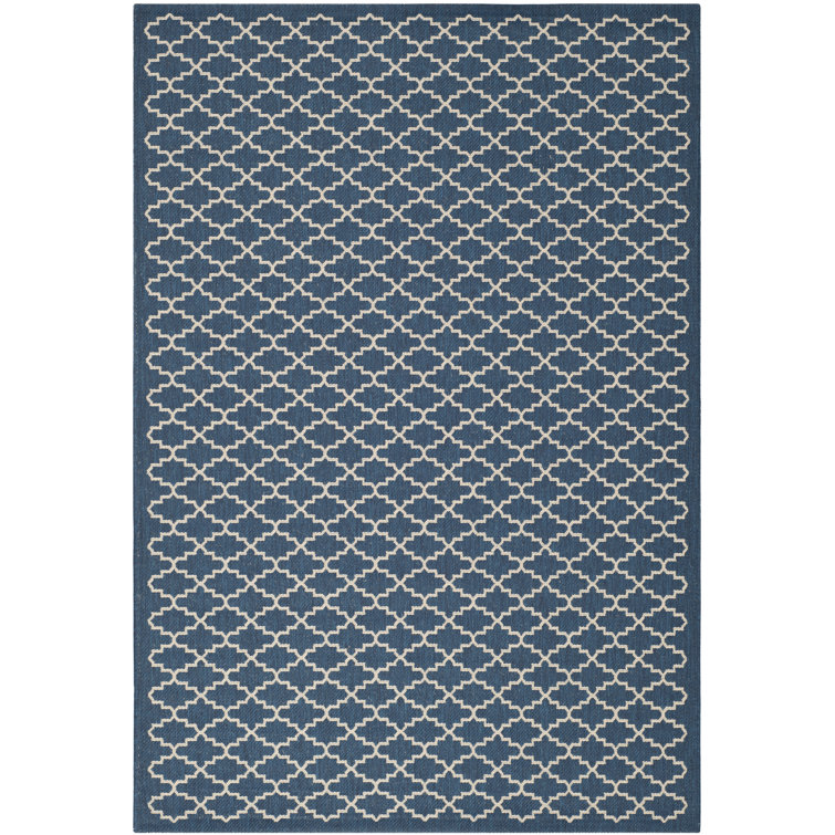 Joyner Looped/Hooked Navy/Beige Indoor/Outdoor Rug