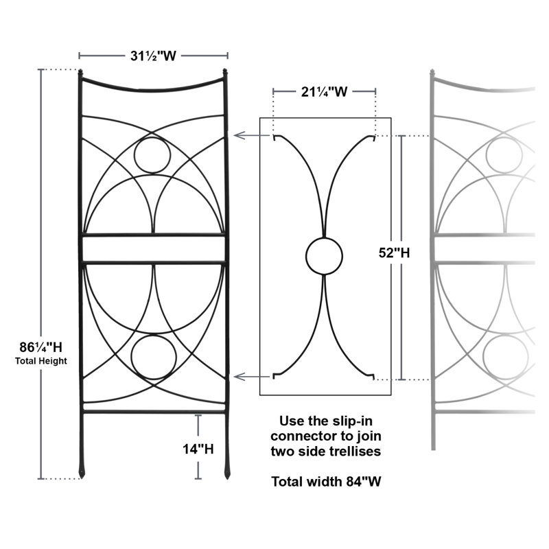 86.25'' H x 31.5'' W Metal Lattice Panel Trellis