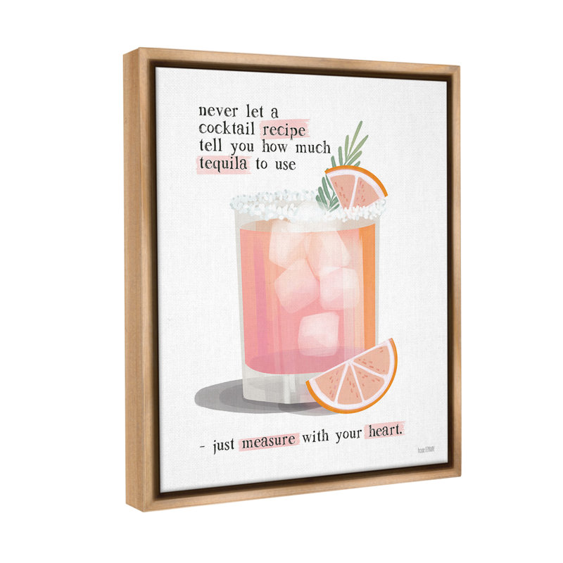 "Mesure avec votre cœur" par House Fenway sur toile, Cadre flottant orme Montalcino, H 21 po x l 17 po