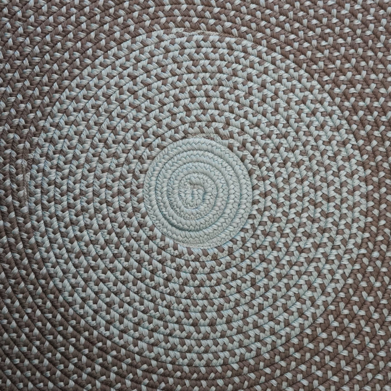 Tapis intérieur / extérieur rond gris en polypropylène tissé à la machine Cape Eden, Rond 9 pi