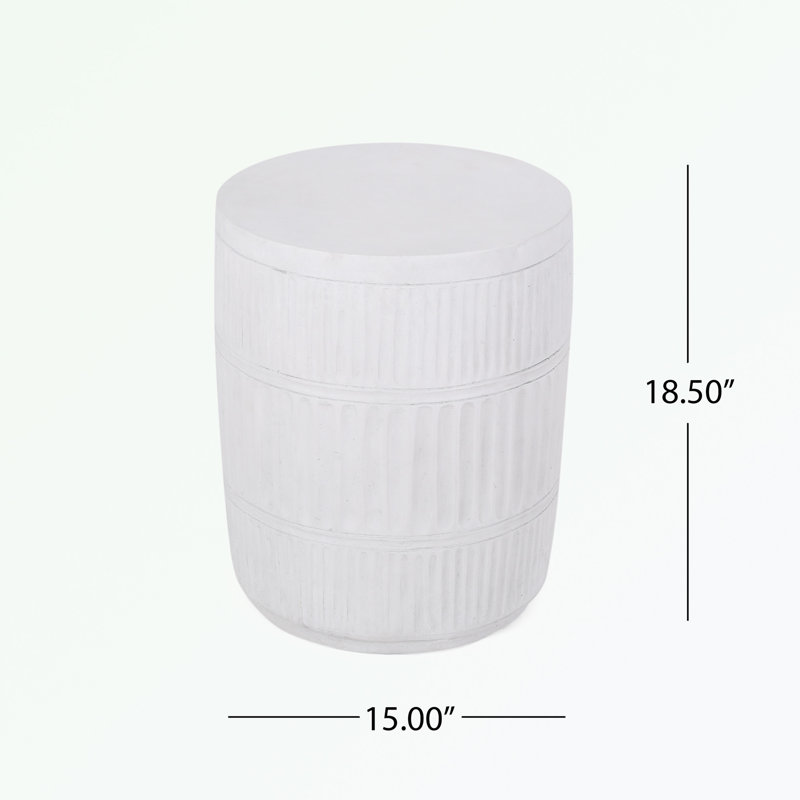 Isolde 15'' Stone Outdoor Side Table, White