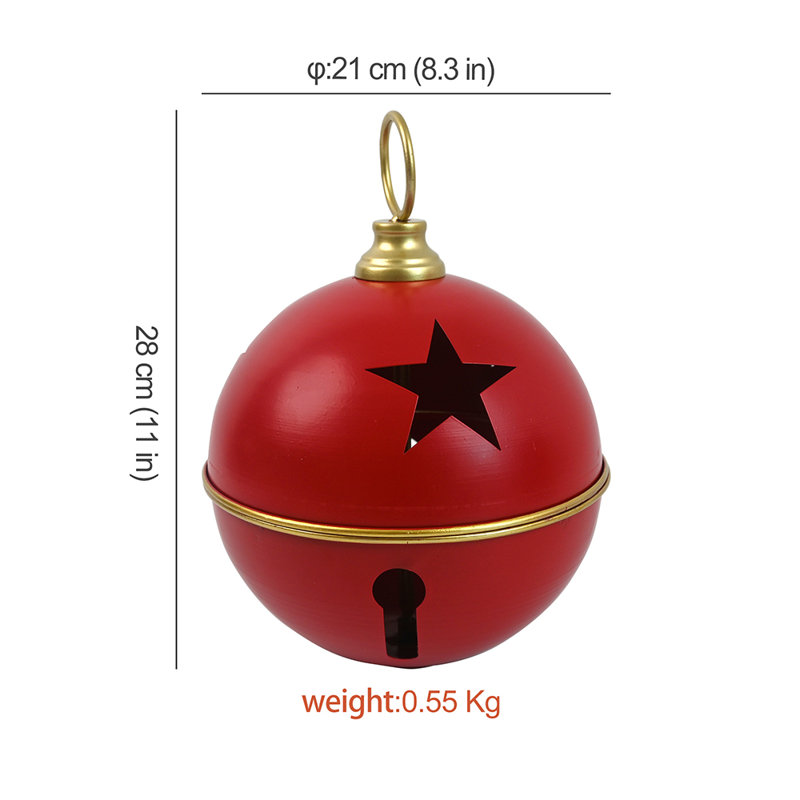 Set of 2 Large 8.3 Inch Red Metal Christmas Ball Ornaments, Vintage Style Festive Hollow Hanging Decor for Holiday Tree, Mantel, Porch & Indoor Outdoor Decoration