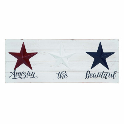 Wood 23.62 in. Multicolor Patriotic Americana Barn Star Wall Decor