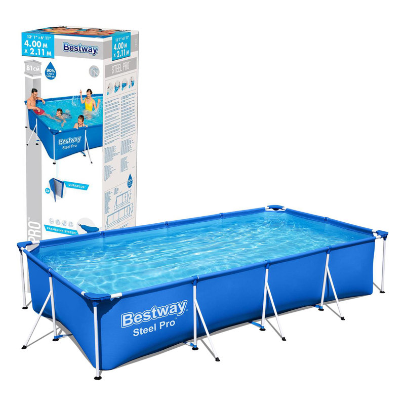Plastic Rectangle Inflatable Pool H x W x L, 81cm H x 211cm W x 400cm L