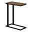 Table d'appoint, en forme de C, bout, côté, collation, salon, chambre à coucher, stratifié brun, métal noir, contemporain, moderne-439576879