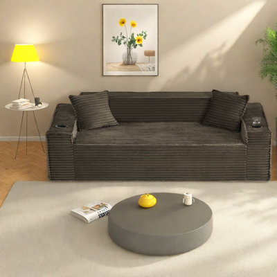 Compression Sofas, 80.7 Inch Corduroy Modern Couch For Compact Home