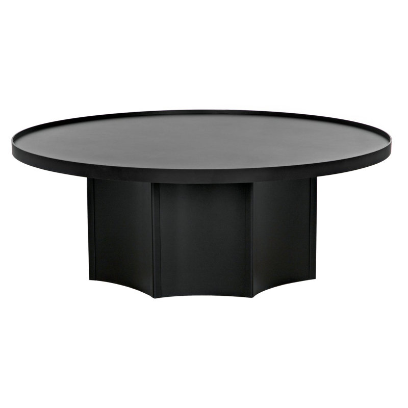 Noir Rome 47.5" Round Black Metal Coffee Table