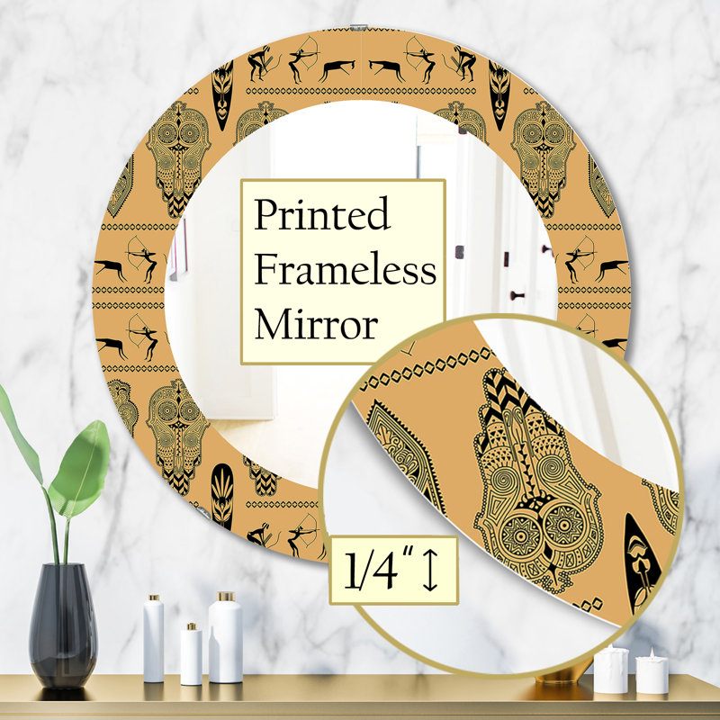 Miroir mural africain, H 31,5 po x l po