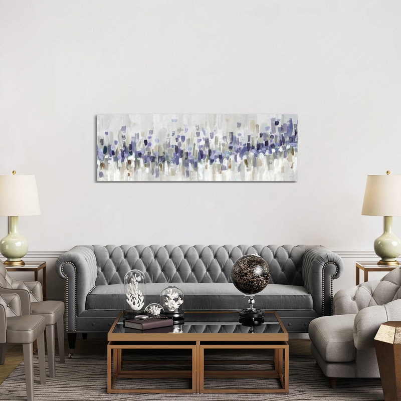 «Blue Staccato - Blue» par Katrina Craven, Toile tendue, H 12 po x l 36 po
