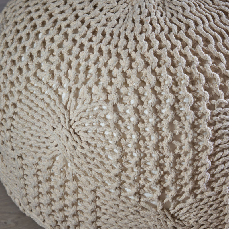 Pouf rond en coton Bordeaux, beige, Beige