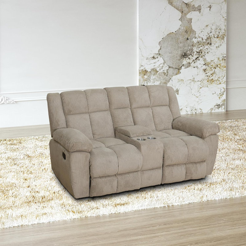 2-Seater Corduroy Recliner Sofa, Beige