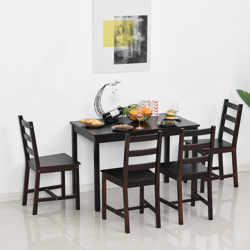 Ensemble de table de salle à manger 5 pièces, table de cuisine en bois et chaises