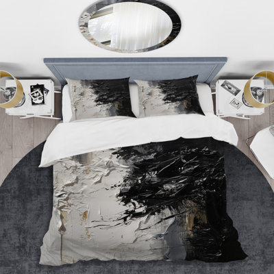 Ensemble de housse de couette en microfibre / polyester blanc et noir Tranquility Unleashed II Bedding