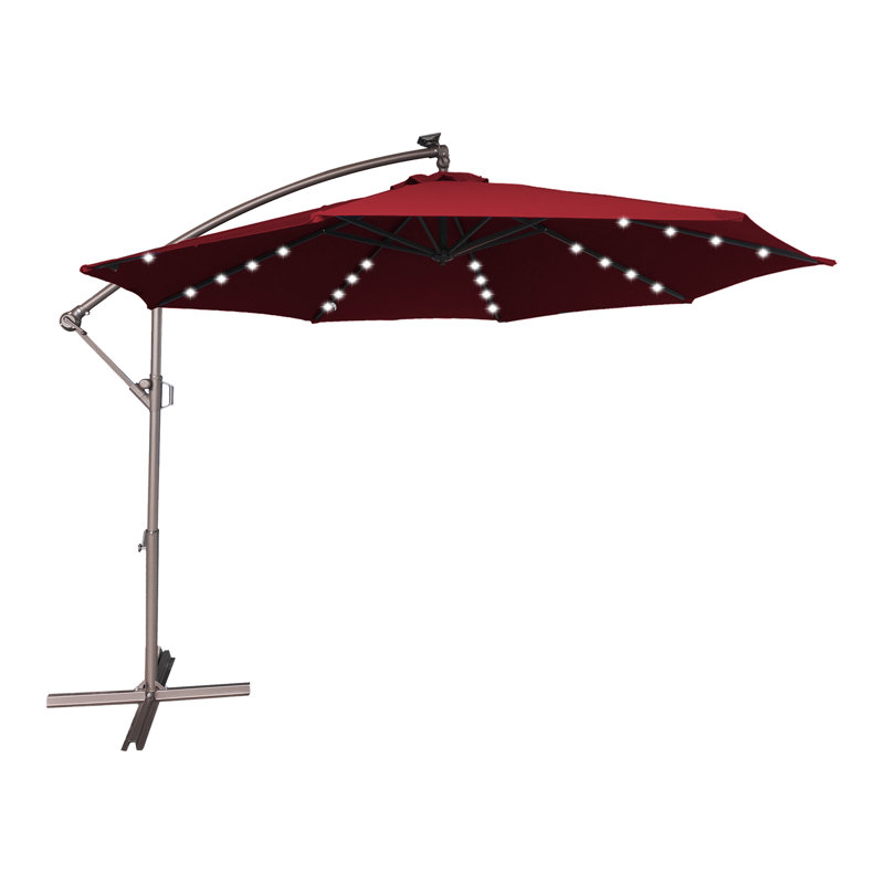 11 Ft. Outdoor Lighted Cantilever Umbrella, Red