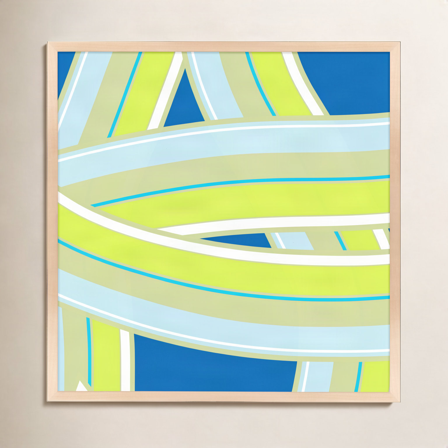 Zackary "Summer Twist" Print by Jacques Pilon, 30" H x 30" W x 1.25" D, Maple Wood