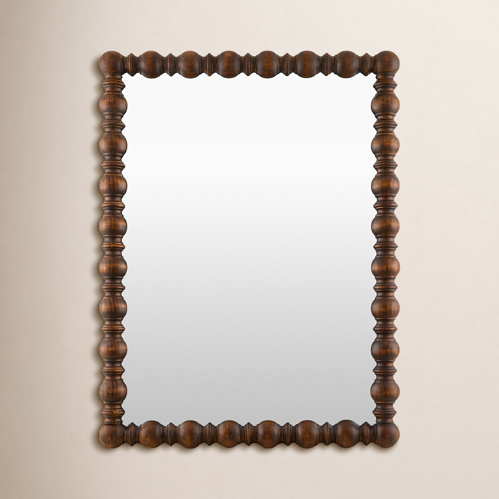 Pine Accent Mirror, 40" x 30", Dark Brown