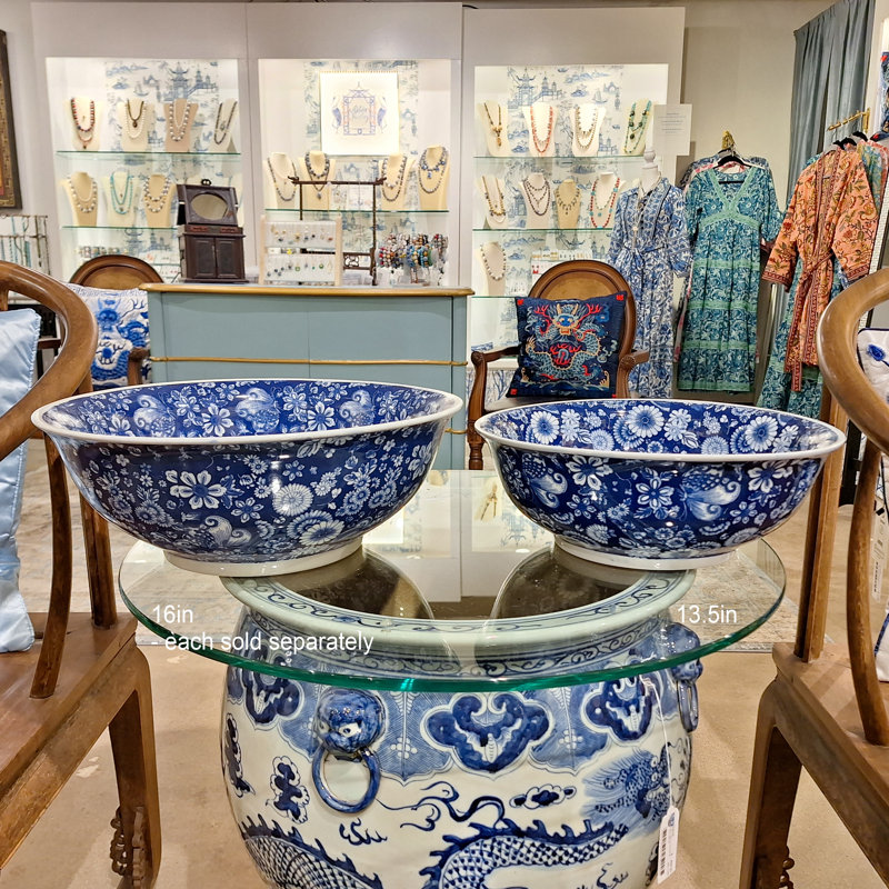 Porcelain China Decorative Bowl, 6" H x 16" W x 16" D