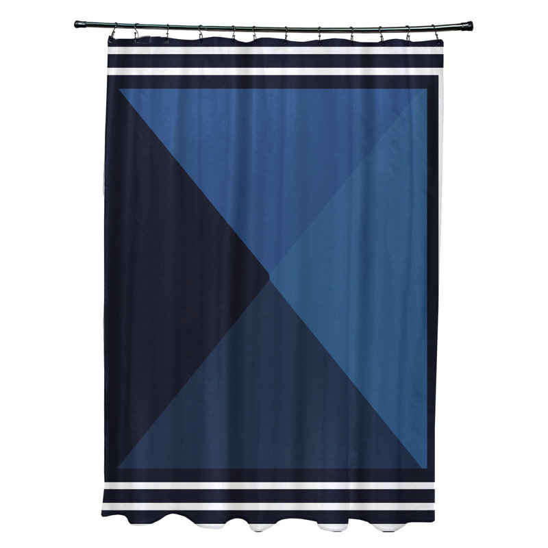Bartow Geometric Shower Curtain, Navy Blue