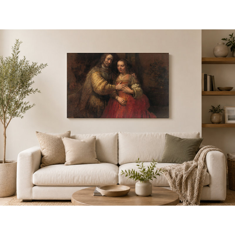 La mariée juive (c. 1665) - Art mural sur toile paysage, 14" W x 11" H