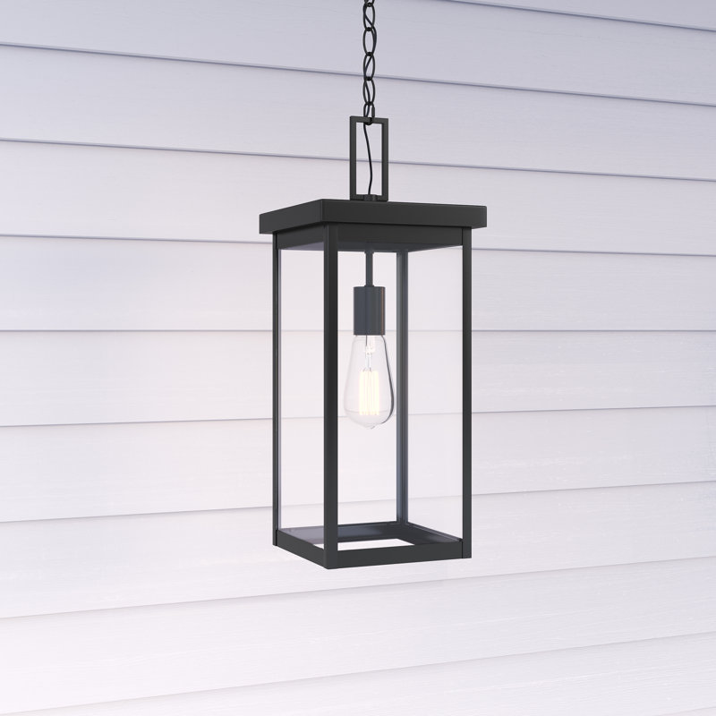 Lanterne suspendue d'extérieur 1 lumière de 20 po Osakis, Noir thermolaqué