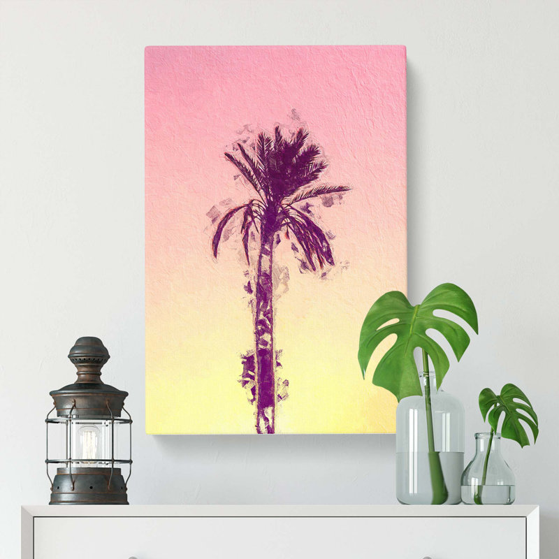 Summertime Palm Tree In Abstract - Wrapped Canvas Painting, 50cm H x 35cm W x 3cm D