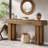 63 Inch Rattan Console Table, Farmhouse Entryway Table Sofa Table With Heavy Duty Legs