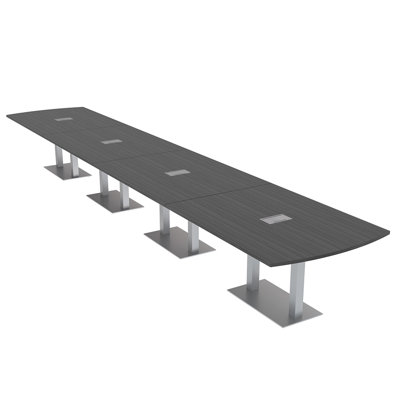 Pavert Arc Rectangle Conference Table with Double Metal Post Base | Electrical Unit