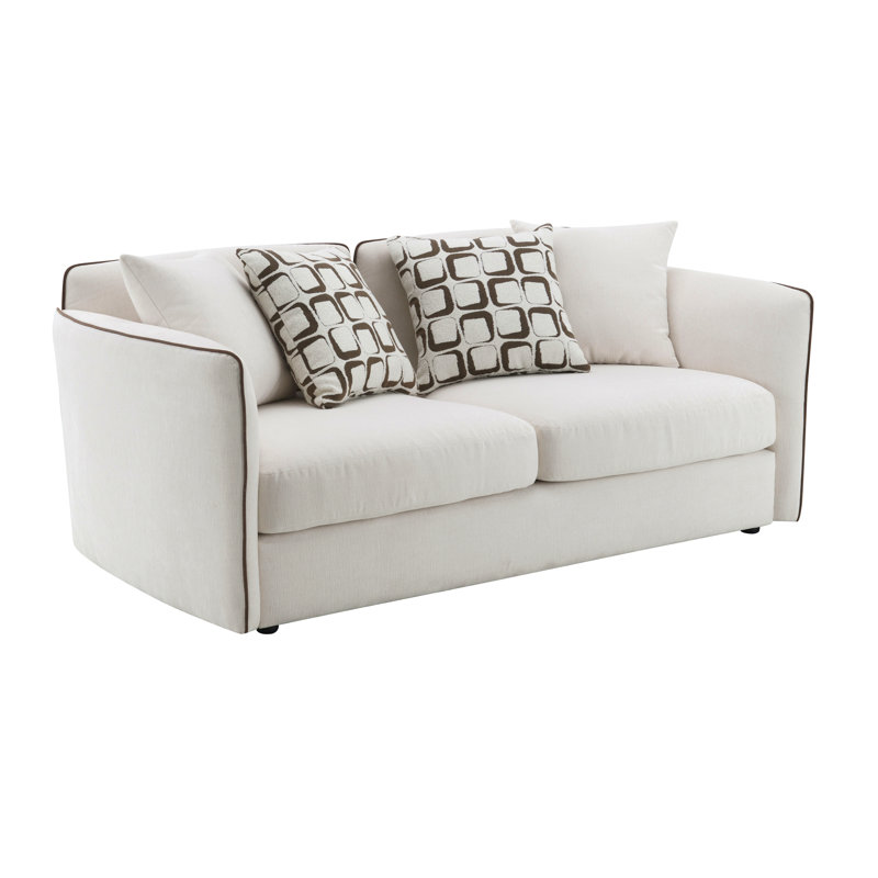 Causeuse en chenille beige avec 4 coussins