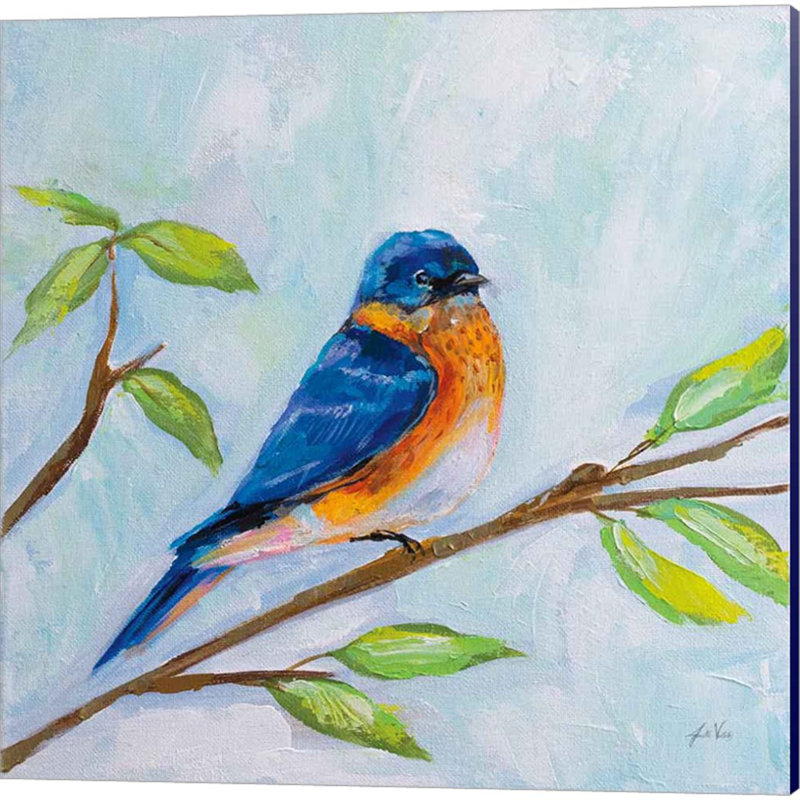 Oiseau bleu, mésange, pinson doré et mésange par Jeanette Vertentes, art sur toile (ensemble de 4)