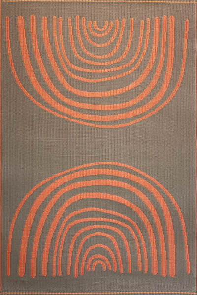 Tapis extérieur concentrique 5 pi x 8 pi, orange / ombre, Rectangle de 5 pi x 8 pi