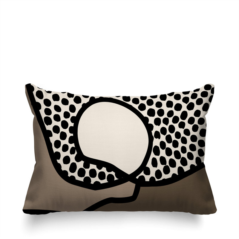 Coussin lombaire réversible intérieur / extérieur Jai Abstract, H 14 po x l 20 po, Beige