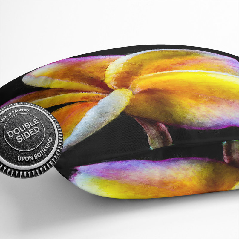 Frangipani Flower Painting Floral Scatter Cushion, 55cm H x 55cm W x 20cm D